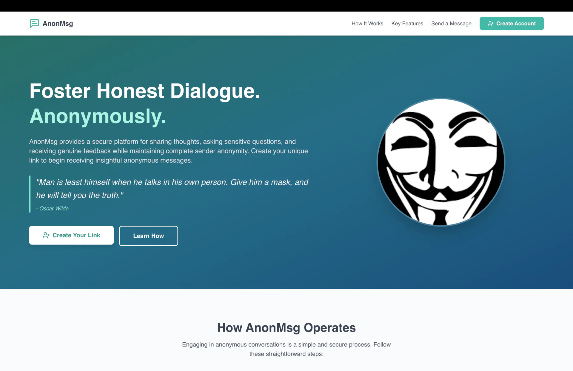 AnonMsg real-time conversation interface