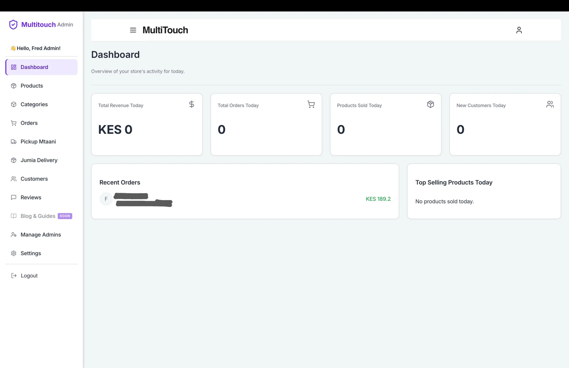 MultiTouch administration dashboard